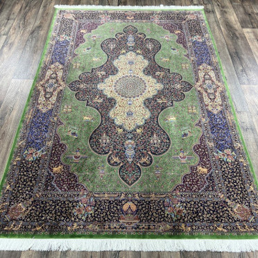 Иранский ковер Iran Qum Iran G246 (Шелк - Модал, зеленый)